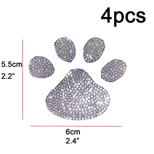 Image of LZLRUN 4Pieces Crystal Car Sticker for Window, Bling Rhinestone Sticker Bling Dog Paw Footprint Sticker Decal Auto Car Emblem Decal Decoration