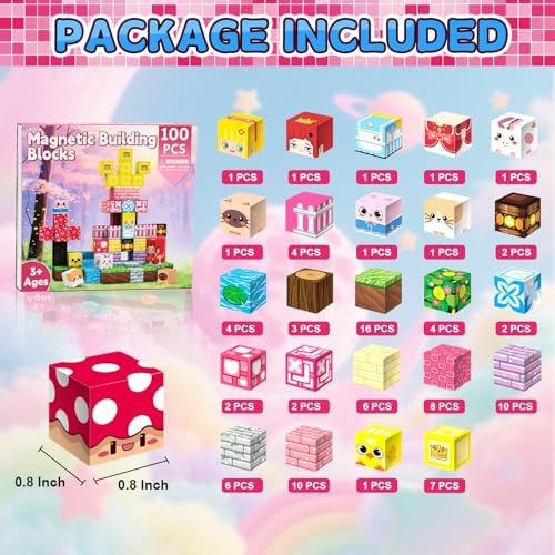 100PCS Magnetic Blocks Building Toys for Kids Cherry Blossom Forest Theme - 1