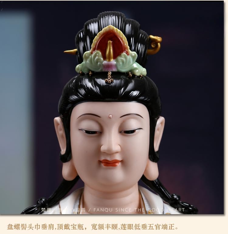 セラミック塗装の仏像 蓮の上に座って大きな勢いで菩薩像家