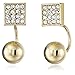 Gold-Tone Pave Crystal Square Ball Front Back Drop Earrings