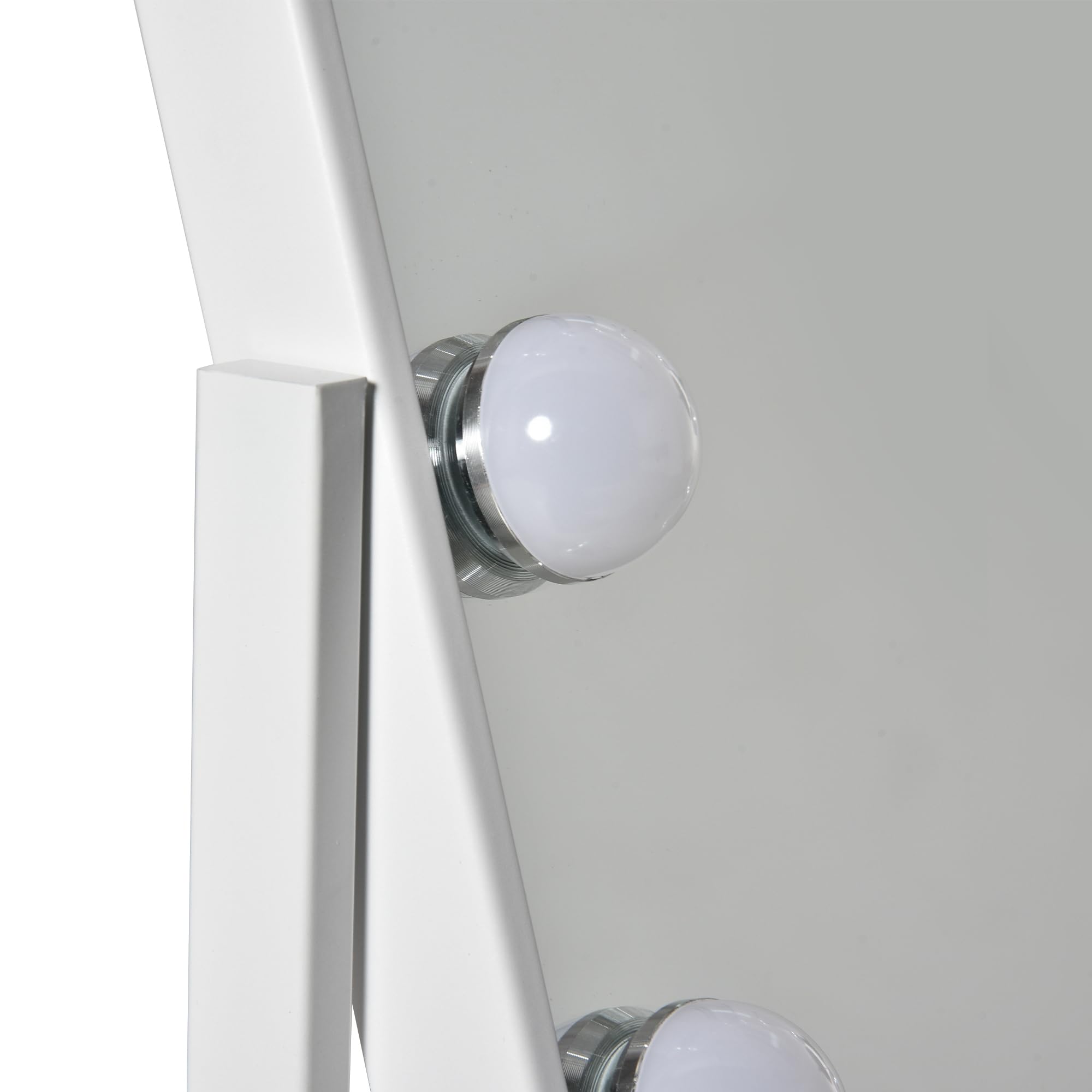 HOMCOM Espejo de Maquillaje con Luz 12 LED 32,8x11x47,4 cm Blanco | Espejo Hollywood de Mesa, 3 Modos, Luz Ajustable, Pantalla Táctil, Función de Memoria, Dormitorio, Baño