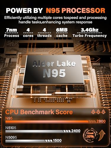 Image of 16 Inch Business Laptop Computer for Students & Professionals,4-Core Processor, 16:10 FHD IPS Display, 16GB RAM 512GB SSD, Backlit Keyboard, Fingerprint, Win 11 Pro, Gray with Orange Accents