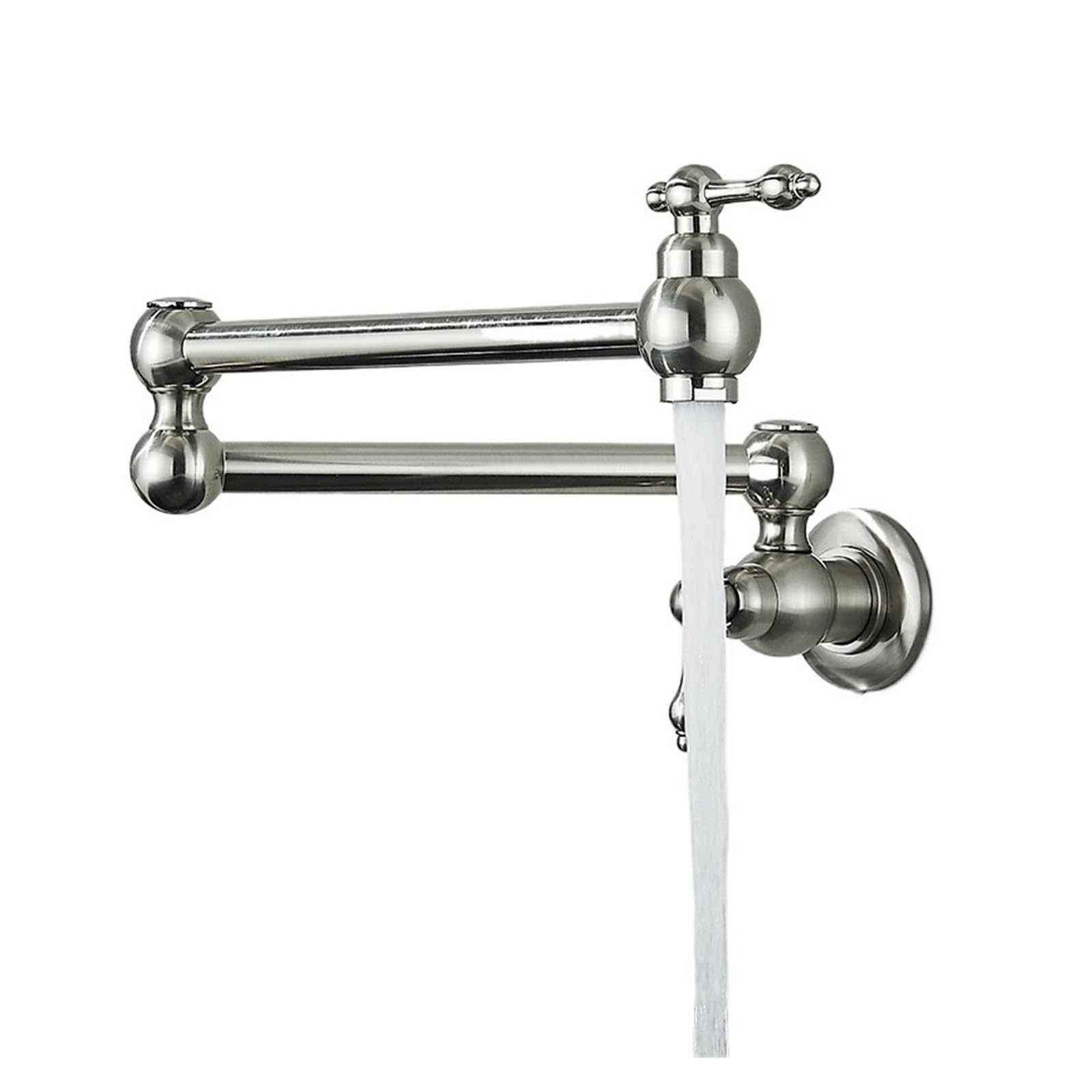 ZQFHSX Wall Mounted Faucet Single Cold Water Tap, 360 Rotating Spout Washing Folding Neck Bathroom Kitchen Tap for Most Scenarios(Nickel B)
