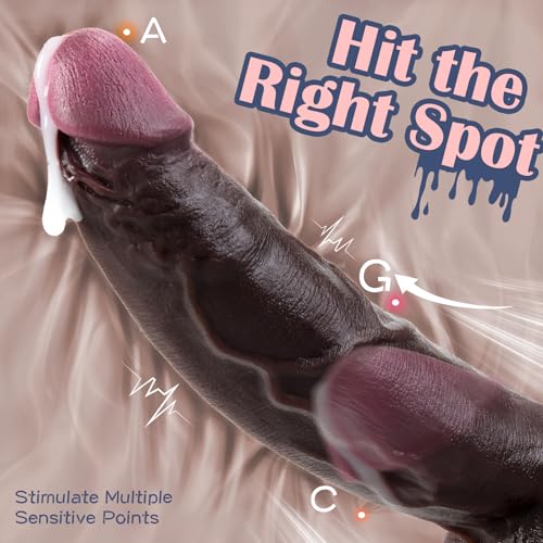 Image of 9.6in Realistic Black Dildo,Lifelike Realistic Curved Dildo for G Spot and Anal Play with Powerful Suction Cup,Silicone Dual Density,Adult Sex Toy for Women Men Couples