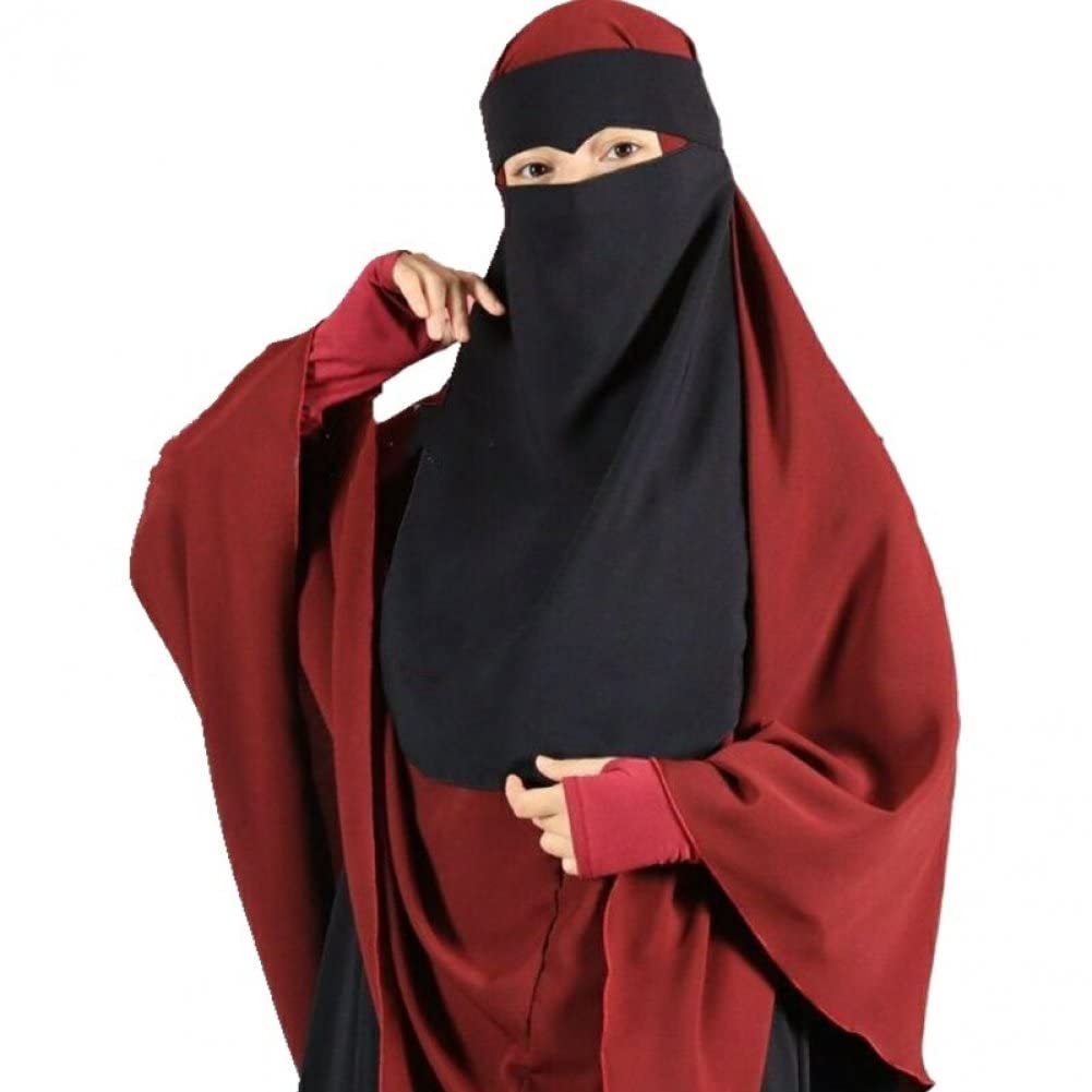 Muslim Veil for Women Solid Color Prayer Veil Islamic Face Veil Chiffon Hijab Head Scarf for Islamic Muslim Women