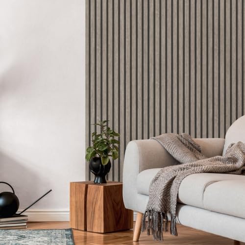 A.S. Création PintWalls II 391092 Wallpaper Acoustic Panels 3D Grey Black Wooden Slats 10.05 m x 0.53 m, Single Unit, Made in Germany