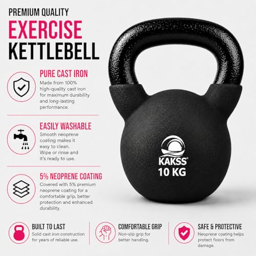 Image of Kakss Half Coating Neoprene Kettlebell (black, 10kg)