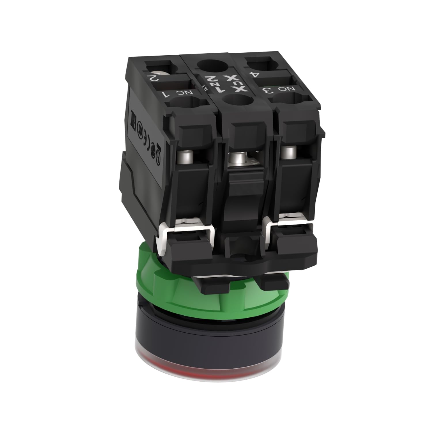 Schneider Electric Harmony XB5AW34B5 XB5 Illuminated Push Button Switch Plastic Spring Return 1NO + 1NC 24V AC/DC 22mm Bracket Flat Mount Red