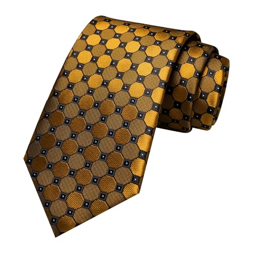 Image of JEMYGINS Mens Tie and Pocket Square,Lapel Pin,Cufflinks,Tie Clip Sets with Gift Box 5PCS