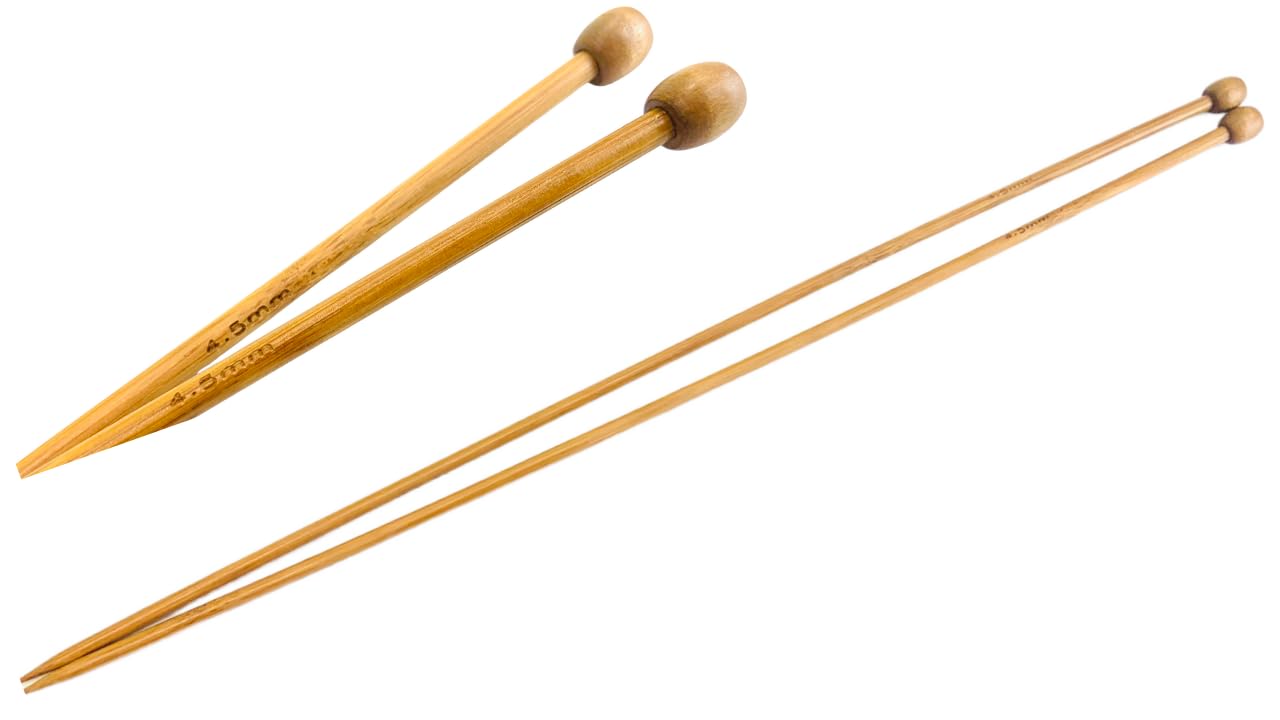 Aarnav Bamboo 2X35cm 4.5Mm Knitting Needles Straight For Beginners Professional, Warm Wooden Knitting Needles For Arthritic Hands, Knitting Pins (2X4.5mm)