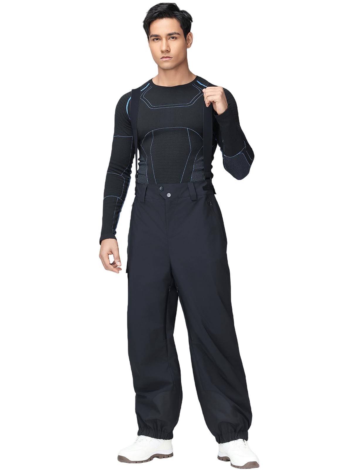 HOTIAN Herren Skihose Hosenträgerhose Baggy Snowboardhose Wasserdicht Winddichte Atmungsaktiv Outdoorhose Winter Warme Oversize Schneehose