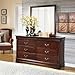 Signature Design by Ashley Alisdair Traditional 6-Drawer Dresser and Mirror with Safety Stop, Dark Brown