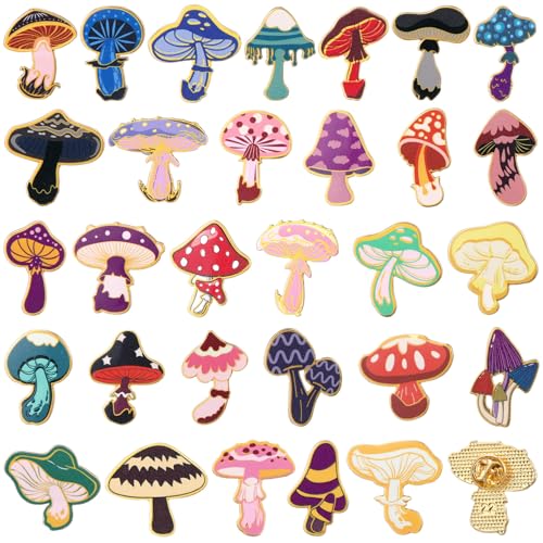 Image of Landical 30 /60 Pcs Cute Enamel Pins Bulk Plant Flower Animal Halloween Gothic Fall Pumpkin Cartoon Lapel Pin Brooches Jewelry Gift for Backpack Clothes Hats Accessories