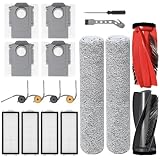 Parti di ricambio per Roborock Qrevo Curv 2 Flow aspirapolvere Accessori,1 spazzola principale,2 rotoli di panni, 4 Filtro ricambio,4 sacchetti per la polvere,4 spazzole laterali,1 spazzola di pulizia
