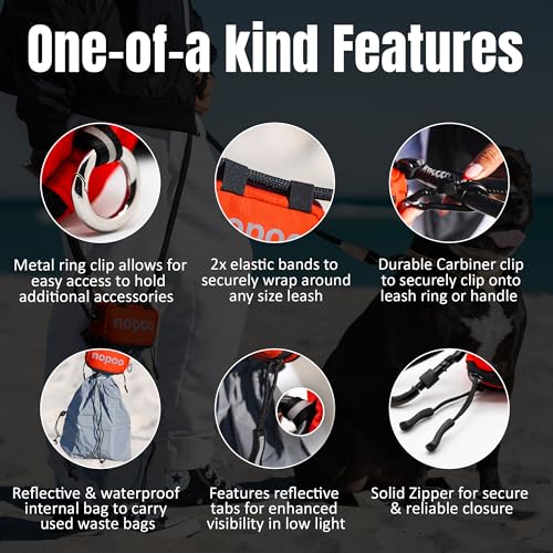 Image of Dog Poop Bag Holder for Leashes - Odor-Control Pet Waste Bag Dispenser - Waterproof Bag Holder with Locking Clip - Fits Any Leash - Essential for Walks & Hikes