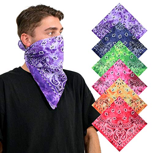 Bandanas de algodón 100% natural pañuelos paisley con costuras reforzadas para la cabeza