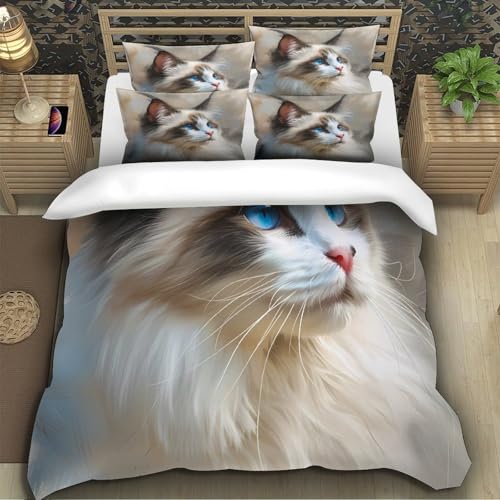 Housse de couette chat 200x200 parure lit microfibre - 5