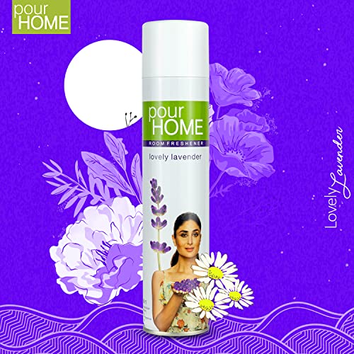 Image of POUR HOME Lovely Lavender Room Air Freshener Spray - 220ML Each (Pack of 2) Long-Lasting Fragrance - Reduces Odours - Suitable for Home & Office