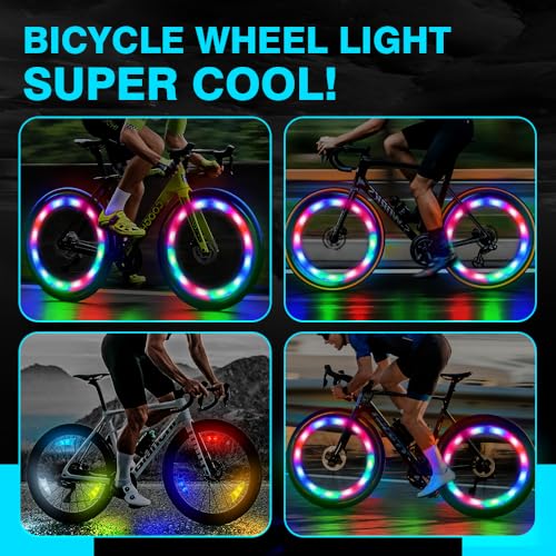 Luz de rueda de bicicleta multicolor impermeable con sensor automático y carga USB 2