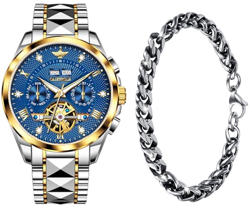 Image of OLEVS Men Automatic Watch Diamond Skeleton Mechanical Original Luxury Self Winding Wrist Watch for Men