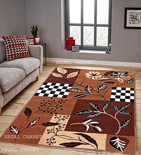 Image of BCF Area Rug 6X8 feet, Brown NH11 Carpet for Home Decor | Easy to Clean, Anti-Skid Ideal for Living Room, Bedroom, Hall