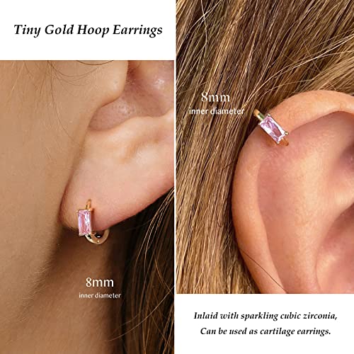 Image of DAILY VIBES Dainty Butterfly Cross CZ Small Huggie Hoop Earrings for Women | Hypoallergenic, 14K Gold Plated Hoops, Tiny Cubic Zirconia, Cartilage Hoop Earrings for Women Trendy