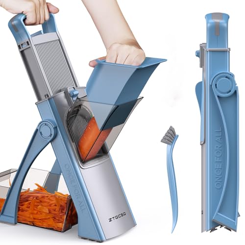 ZTQCSQ [All in 1] Upgraded Version Mandoline Slicer for Kitchen & Adjustable Mandoline Slicer. Veggie Chopper, Vegetable Cutter, Detachable Blade, Slice, Strips, Dice, Shred and Chop