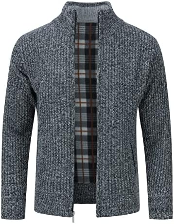 Allthemen Herren Cardigan Grobstrick Strickjacke mit Stehkragen Winter | mit Reißverschluss, Warm, Pollover, Knitted, Gefüttert, Casual Business, Trachtenjacke, Sweatjacke, Fleecej