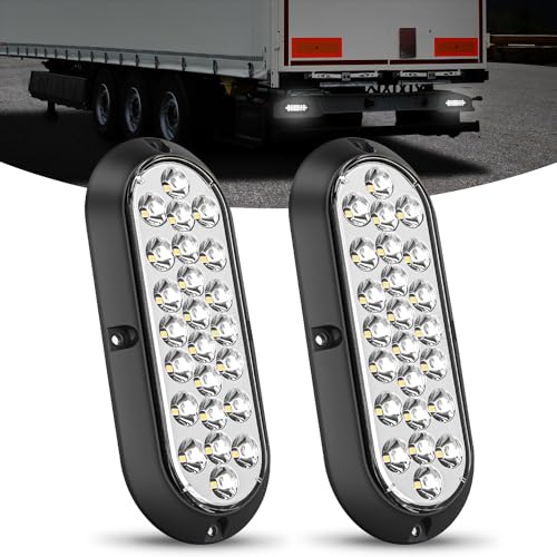 Image of Nilight 6Inch Oval Tail Light 2PCS White 24LED Back Up Reverse Lights Surface Mount Marker Sealed IP67 Waterproof Taillight for 12V RV Camper Truck Trailer Caravan Bus