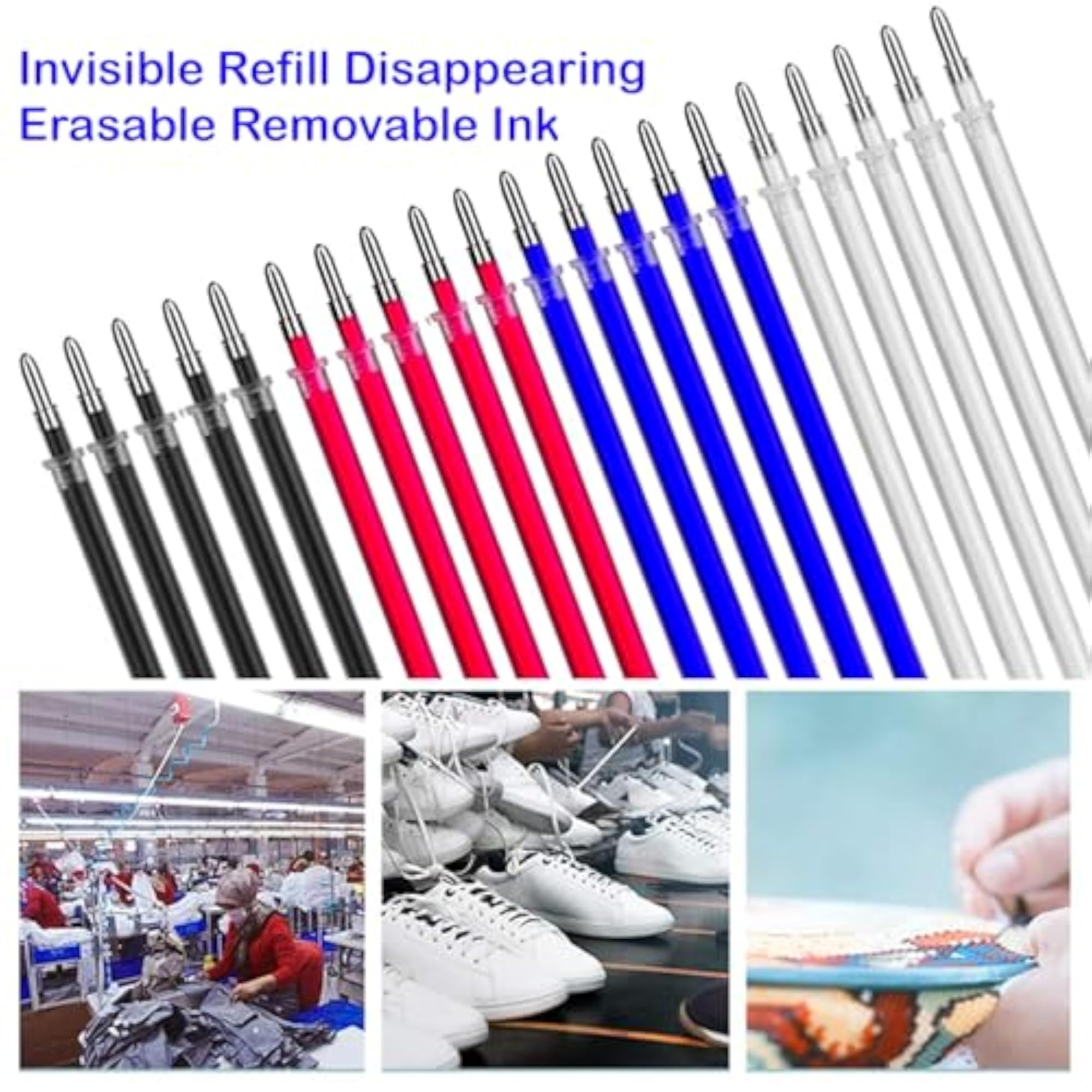 20 Pcs Medium Tip Heat Erasable Fabric Pens for Tailors