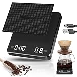 Rechargeable Coffee Scale with Timer, 3kg/0.1g High Precision Espresso Scale with Digital LED,Touch Sensor and Silicone Cove, Portable Analytical Lab Balance for Labs, Jewellers, Gold, Food