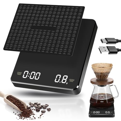Rechargeable Coffee Scale with Timer, 3kg/0.1g High Precision Esp...