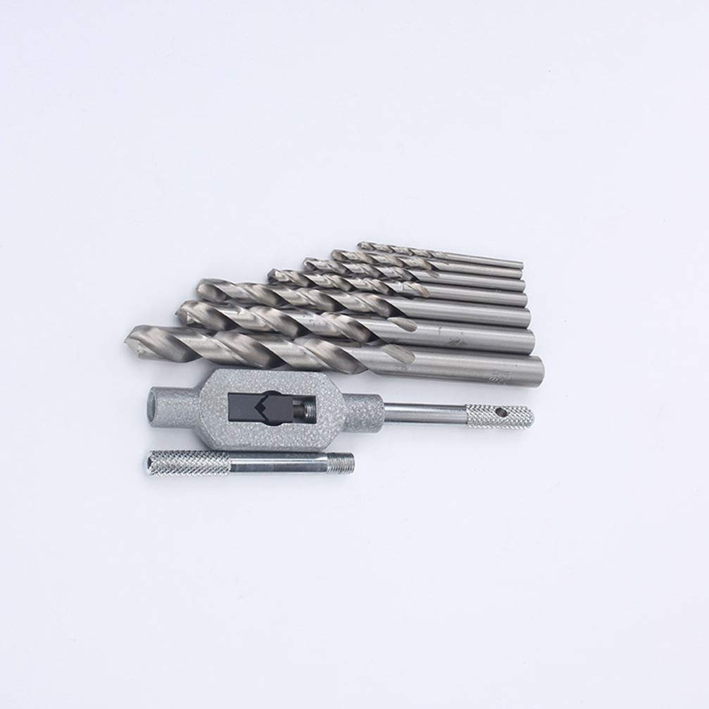 VILLCASE 15pcs Metric Screw Tap Tool Set Alloy Steel Drill Bits for Manual and Electric Use Includes Tap Holder - Drill Bits for DIY and Model Processing