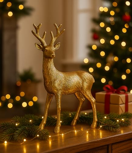 KAMACA XL Rentier aus Aluminium in der Farbe Gold 23 cm hoch...