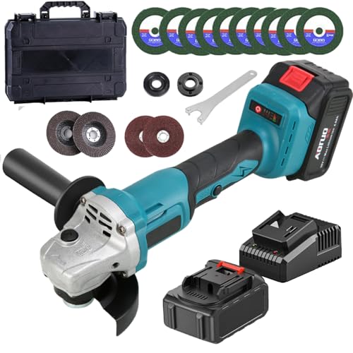 LIROPAU 21V Cordless Angle Grinder 100mm, 4-1/2 Inch with 4.0Ah Battery & Fast Charger, 9000RPM Brushless Motor, Metal Grinder, Flap Disc for Cutting, Polishing (B)