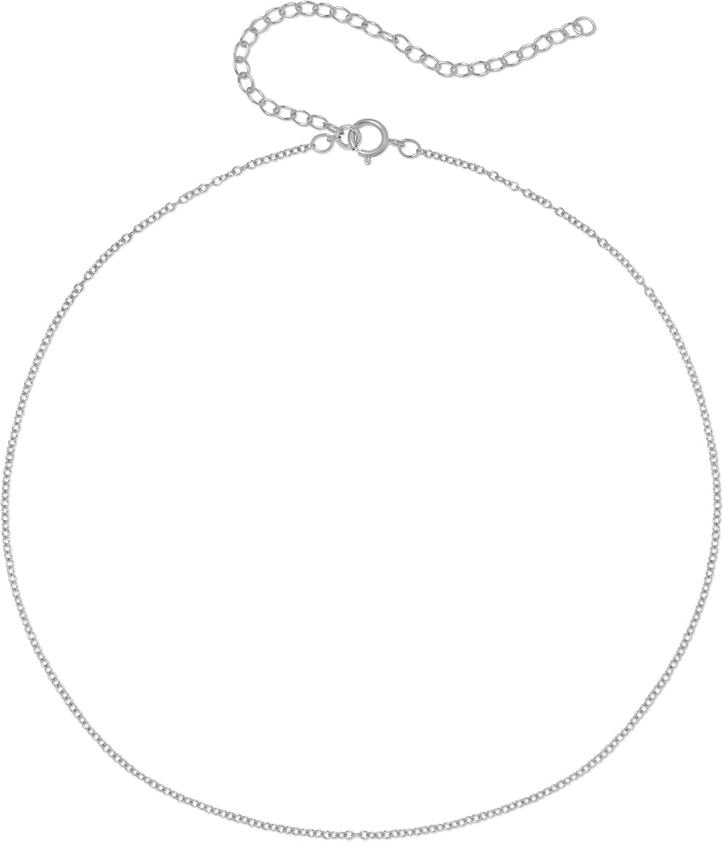 Dainty Thin Chain Choker Necklace for Women - 925 Sterling Silver, 14K Gold Filled 1 mm Cable Box Chain Durable Adjustable, Made in USA, 13"- 18"