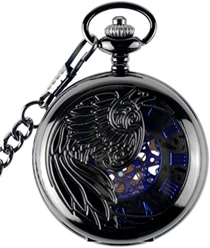 Unendlich U Mechanische Taschenuhr - Retro Handaufzug Skelettuhr Mit Doppeldeckel Silber