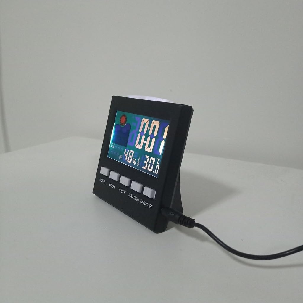 Calendar Clock Alarm LED Backlight Temperature Humidity Display Sound Control Color Screen Weather