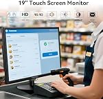 Touchscreen Monitor 19 Inch, 10-Point Multi Touch Screen Monitor 1440×900 HD Display with HDMI VGA AV BNC USB Ports, VESA, Build-in Speakers for POS, Office, and Industrial Use
