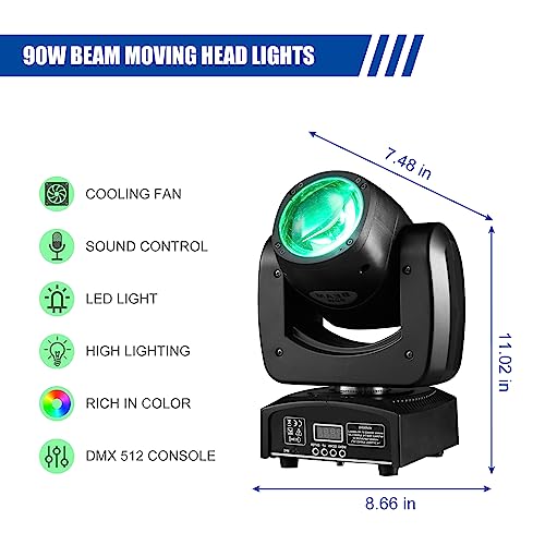 90W Led Moving Head Dj Lights Mini Beam Stage Lights With Sound Activated Rgbw 4 In1 Super Bright Spot Light Dmx Control For Wedding Dj Party Stage Lighting #TOP1