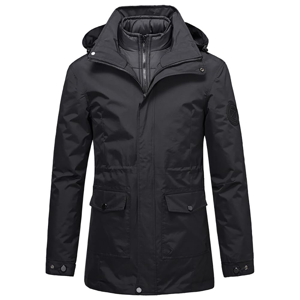 Chaqueta funcional para hombre y mujer, tallas grandes 3 en 1, cortavientos de longitud media, forro de algodón, chaqueta de exterior, impermeable, cortavientos, chaqueta de entretiempo