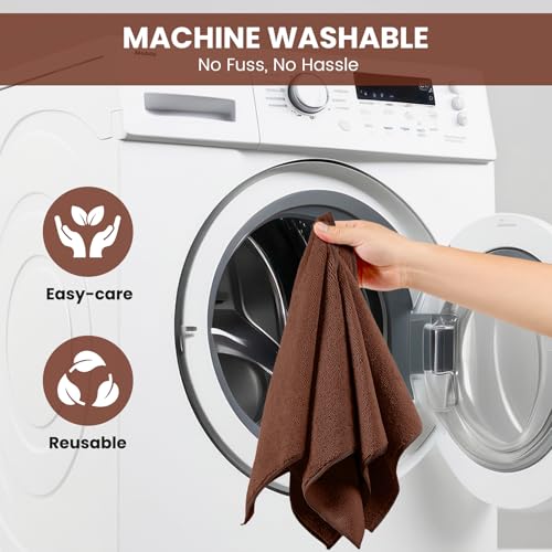 Image of SIFANGKE Microfiber Cleaning Cloth, 12 Pack Brown Cleaning Rags for Housekeeping, Reusable Microfiber Towels for Car, Kitchen, Bathroom and Household Cleaning Supplies, 11.8 inchX11.8 inch