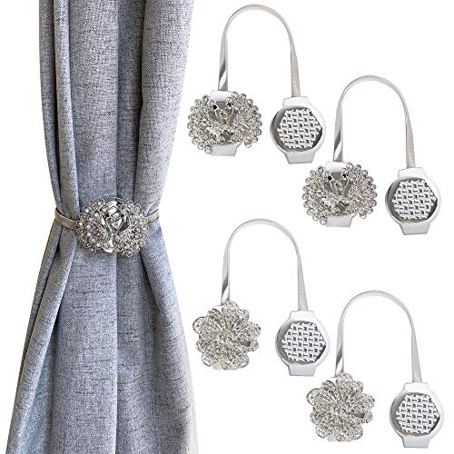 kilofly 4pc Magnetic Decorative Drapes Holdbacks Curtain Tiebacks Clips