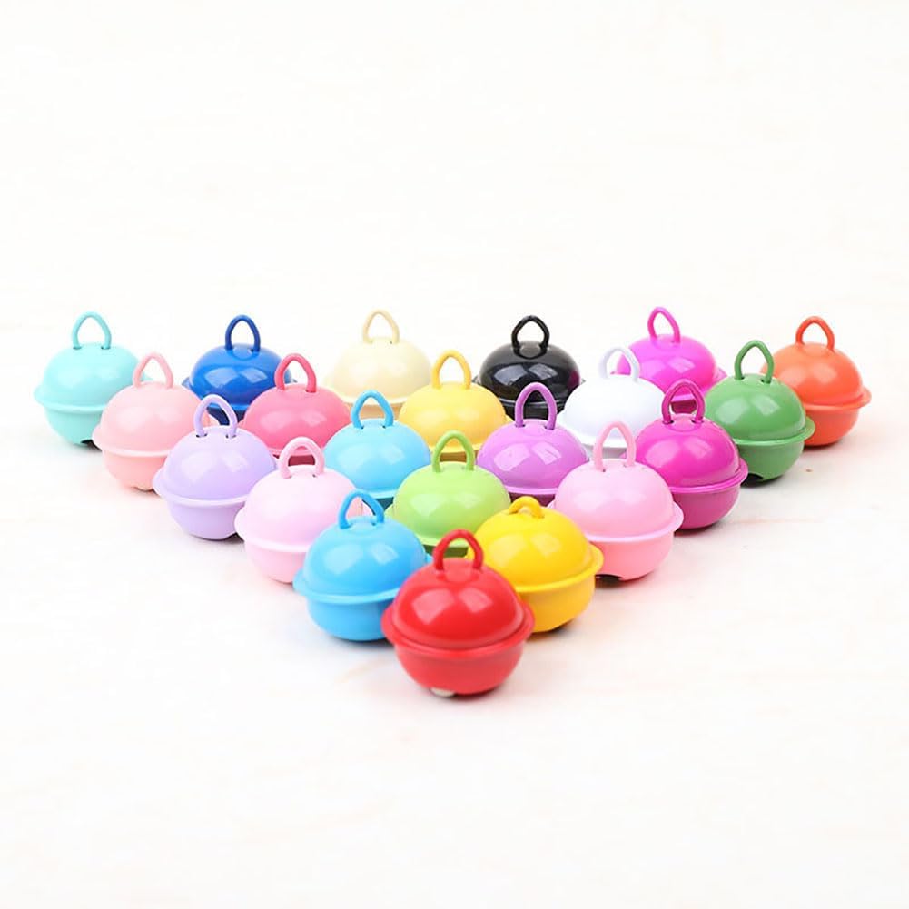 100 Pcs Small Metal Jingle Bells Colorful Christmas Bells Craft Xmas Bells Wind Chime Bells for Keychain