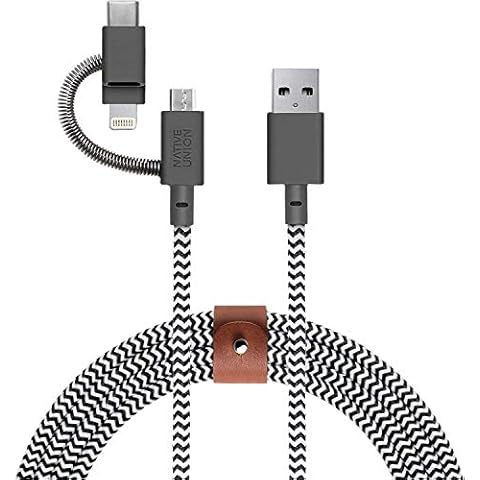 Cable Reforzado Ultrarresistente Native Union Belt Cable Universal con Adaptador 3 en 1 Cover