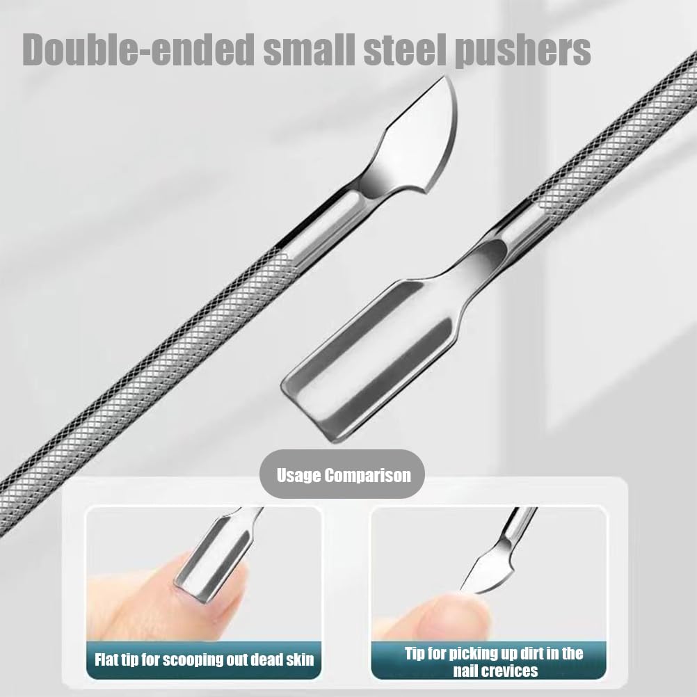 2 Piece Cuticle Nipper and Cuticle Pusher Set, Stainless Steel Cuticle Nippers/Nail Clippers/Trimmers and Scissors for Fingernail/Toenail Trimming