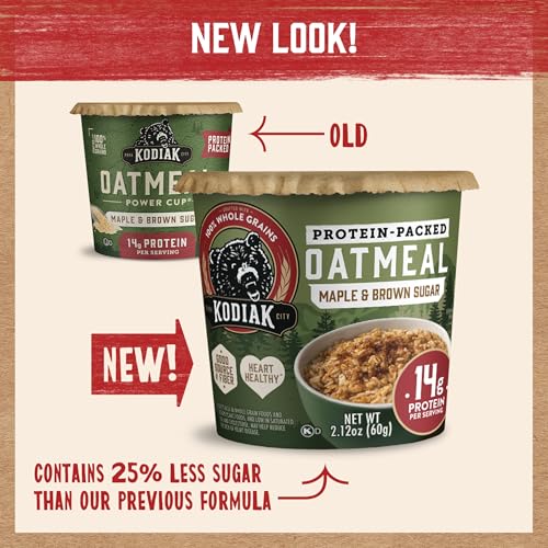 Kodiak Cakes Instant Oatmeal Cup Variety Pack: Peanut Butter Chocolate Chip, Maple & Brown Sugar, & Chocolate Chip