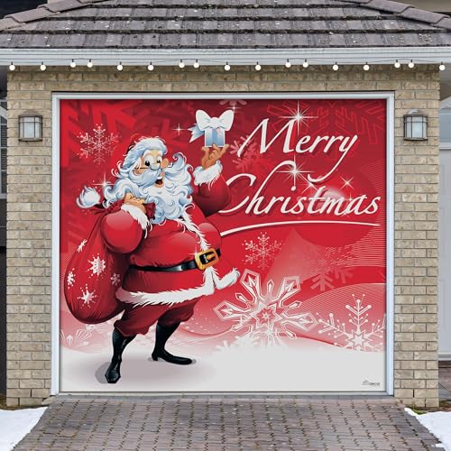 7' x 8' Jolly Santa’s Merry Christmas Garage Door Banner