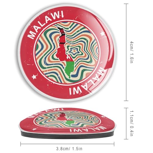 Imanes fuertes de vidrio para nevera con bandera de Malawi de 4 piezas 4