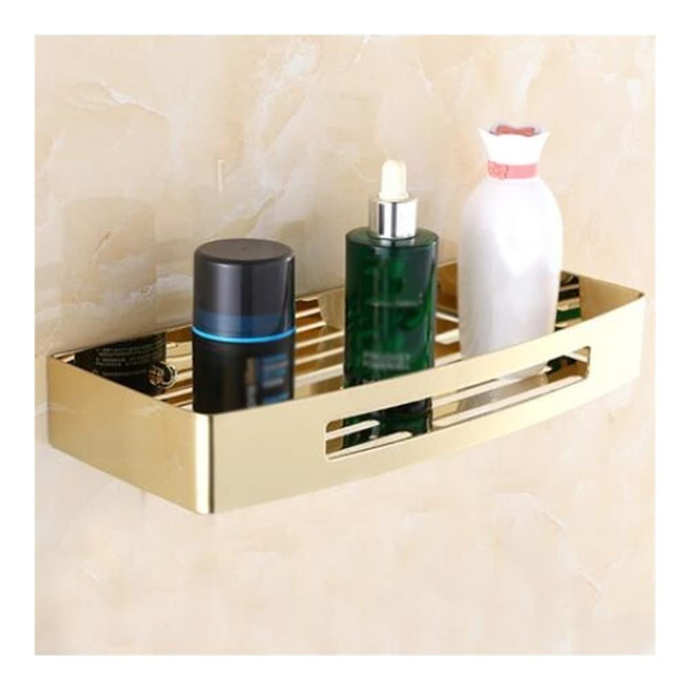 SaryEdge Floating Bathroom Shelves - Corner Shower Caddy - Square Soap & Shampoo Rack - Draining Wall Shelf for Kitchen & Bathroom - Rose Gold Finish,Oro a Un,Oro a Un Livello